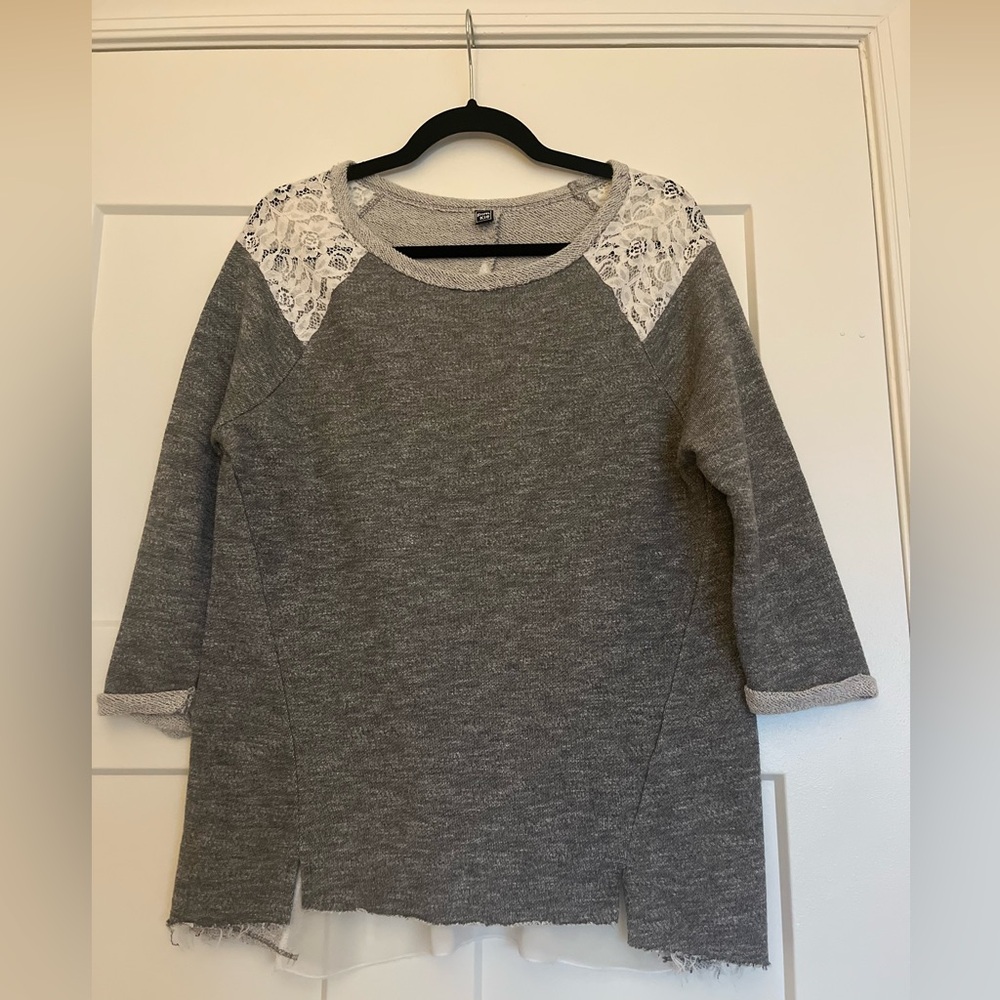 Pimkie Grey Long Sleeve Sweatshirt Open/Sheer Back
